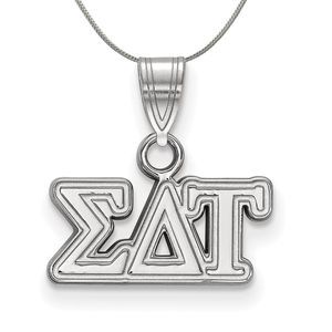 Sterling Silver Sigma Delta Tau Small Greek Necklace - 16 Inch